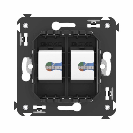 4412674 | Компьютерная розетка RJ-45 без шторки в стену, кат.6А двойная, "Avanti", "Черный матовый"-3