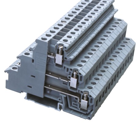 DKIDR-1.5 | Клемма трехуровневая, винтовой зажим, 6 точек подключения, 2.5 кв.мм, серая
