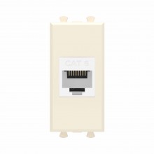 Компьютерная розетка RJ-45 без шторки модульная, кат.6, "Avanti", "Ванильная дымка", 1 модуль