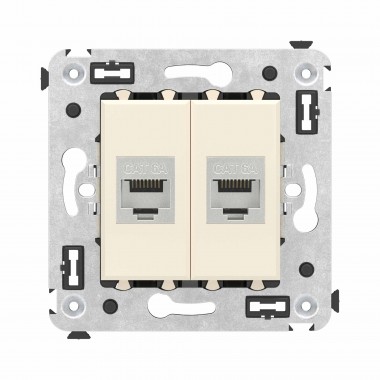 4405774 | Компьютерная розетка RJ-45 без шторки в стену, кат.6А двойная экранированная, "Avanti", "Ванильная дымка"