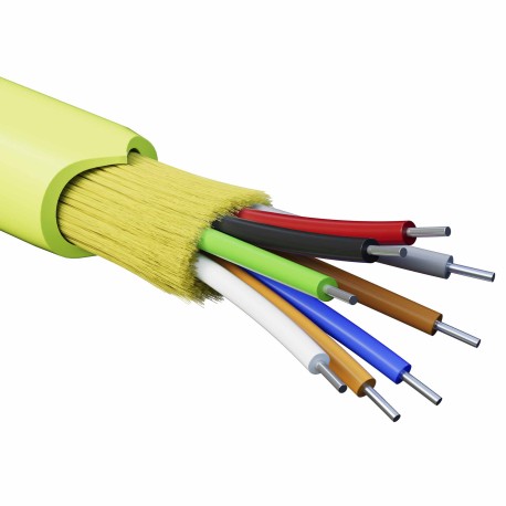 RNDT5C8LM01-E | Кабель волоконно-оптический, распределительный, арамидные упрочняющие нити, для внутренней прокладки, нг(А)-HF, 8 ОВ, категория OM5 (G.651.1) плотный буфер, 0,4 кН, барабан 500 м