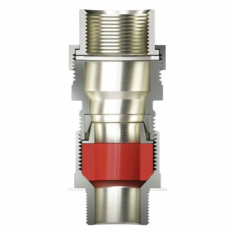 KAEC5MHK | Взрывозащищенный универсальный кабельный ввод серии КАЕС для бронированного и небронированного кабеля М40х1,5 d:24,8-31мм. Присоединительная резьба М40х1,5. Никелированная латунь IP66/IP68-2