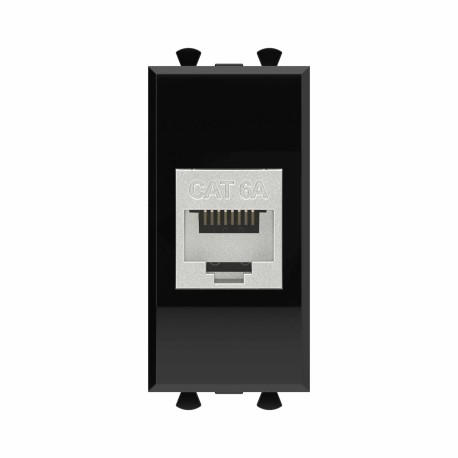 4402771 | Компьютерная розетка RJ-45 без шторки модульная, кат.6А экранированная, "Avanti", "Черный квадрат", 1 модуль