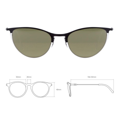 PIS2FNWC | Черно-белые солнцезащитные очки из титана с оливковыми линзами-2