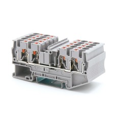 Клемма проходная, зажим push-in, 4 точки подключения, 4 кв.мм, серая