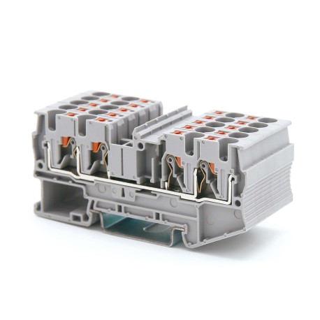 VPR-4-QUATTRO-GY | Клемма проходная, зажим push-in, 4 точки подключения, 4 кв.мм, серая