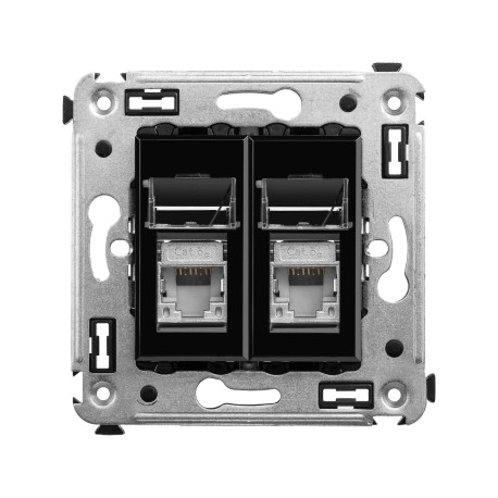 4402364 | Компьютерная розетка RJ-45 в стену, кат.5e двойная экранированная,"Avanti", "Черный квадрат"