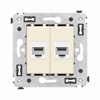 4405674 | Компьютерная розетка RJ-45 без шторки в стену, кат.6А двойная, "Avanti", "Ванильная дымка"