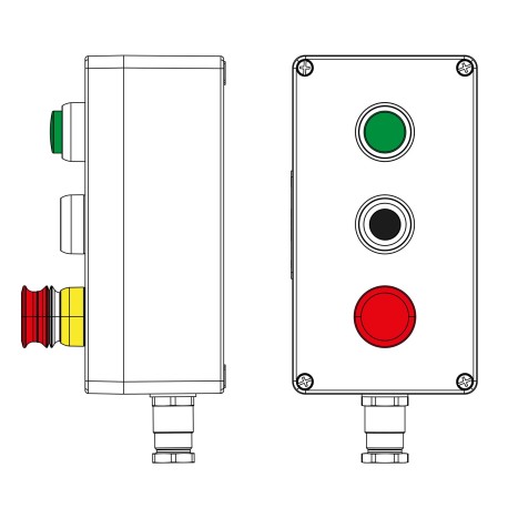 2231.041.22.120O | Взрывозащищенный пост управления из полиэстера CPE-P-04-(1xLG(250)-1xP1B(11)-1xP6E(11))-1xKH2MHK(C)1Ex d e IIC Т5 Gb / Ex tb IIIC T95°C Db IP66/КЗ