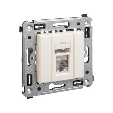 4405393 | Компьютерная розетка RJ-45 в стену, кат.6 одинарная экранированная, Avanti,Ванильная дымка-1