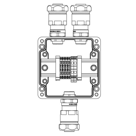 1231.031.19.02Y | Коробка клеммная Ex из GRP: 1Ex e IIC T5 Gb IP66: Ex tb IIIB T95C Db: Клеммы 2,5 кв.мм. -6 шт.: А,С: ввод D8-13мм поднебронированный кабель в металлорукаве Dt20мм. Ni -3 шт.