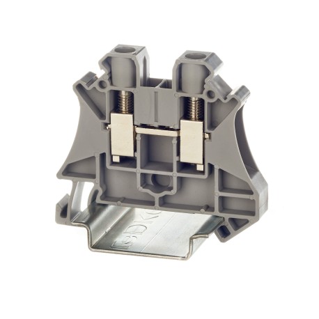 TUR-6 | Клемма проходная, винтовой зажим, 2 точки подключения, 6 кв.мм, серая