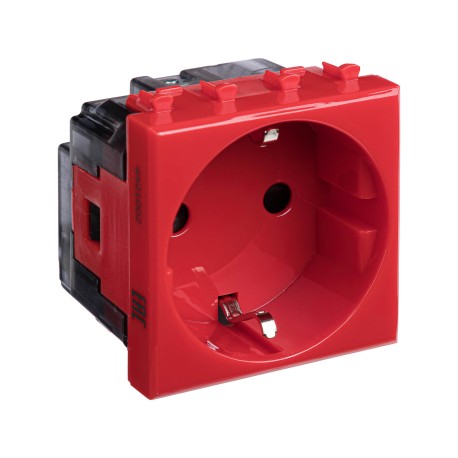 4401002 | Розетка модульная, 2P+E, с з/ш, "Avanti", "Красный квадрат", 2 модуля-1
