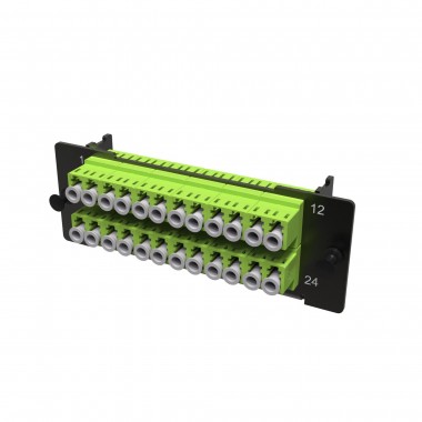 RNAP12L1UV | Адаптерная планка с установленными 12xLC Duplex адаптерами (цвет адаптера - желто-зеленый), OM5, 1 HU