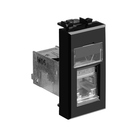 4402361 | Компьютерная розетка RJ-45 модульная, кат.5е экран, "Avanti", "Черный квадрат", 1 модуль-1