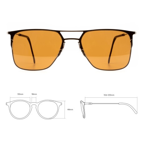 TCSHAM55010002 | Черные солнцезащитные очки из титана с коричневыми линзами. Модель 12-2