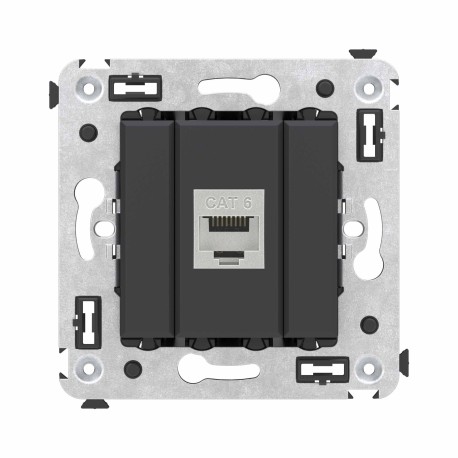 4412793 | Компьютерная розетка RJ-45 без шторки в стену, кат.6 одинарная экранированная, "Avanti", "Черный матовый"