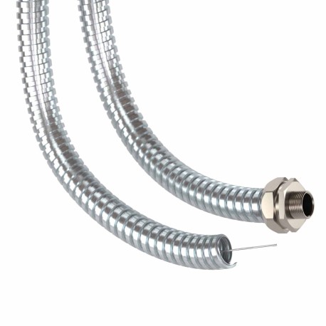 667R2024100P | Металлорукав из оцинкованной стали DN 20мм, Dвн 20,5 мм, Dнар 24,5 мм, IP40, с протяжкой 100м-1