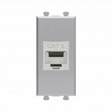 Компьютерная розетка RJ-45 без шторки модульная, кат.6 экранированная, "Avanti", "Закаленная сталь", 1 модуль