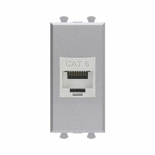 Компьютерная розетка RJ-45 без шторки модульная, кат.6 экранированная, "Avanti", "Закаленная сталь", 1 модуль