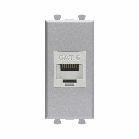 4404791 | Компьютерная розетка RJ-45 без шторки модульная, кат.6 экранированная, "Avanti", "Закаленная сталь", 1 модуль