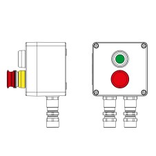 Взрывозащищенный пост управления из полиэстера CPE-P-03-(1xP1G(11)-1xP3E(11))-2xKA2MHK(C)1Ex d e IIC Т5 Gb / Ex tb IIIC T95°C Db IP66/КЗ