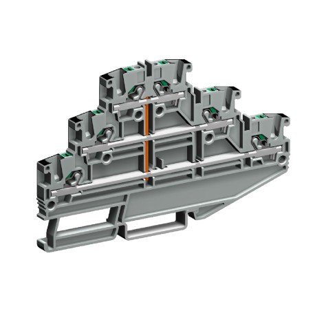 ZEFT210GR | Трехуровневая клемма Push-in со встроенной перемычкой уровней на 2,5кв.мм