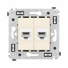 Компьютерная розетка RJ-45 без шторки в стену, кат.6 двойная, "Avanti", "Ванильная дымка"