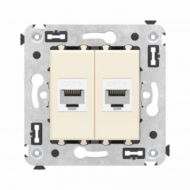 4405694 | Компьютерная розетка RJ-45 без шторки в стену, кат.6 двойная, "Avanti", "Ванильная дымка"