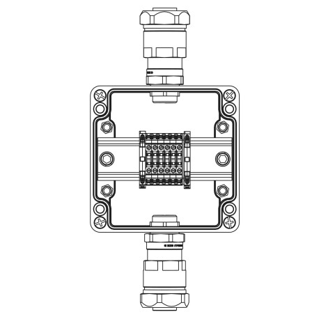 1231.031.19.02G | Коробка клеммная Ex из GRP: 1Ex e IIC T5 Gb IP66: Ex tb IIIB T95C Db: Клеммы 2,5 кв.мм. -6 шт. А,С: ввод D8-13мм поднебронированный кабель в металлорукаве Dt20мм. Ni 2 шт.