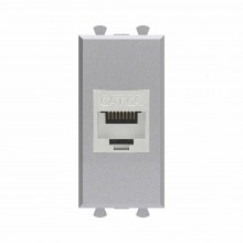 Компьютерная розетка RJ-45 без шторки модульная, кат.6А экранированная, "Avanti", "Закаленная сталь", 1 модуль