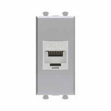 Компьютерная розетка RJ-45 без шторки модульная, кат.6А экранированная, "Avanti", "Закаленная сталь", 1 модуль