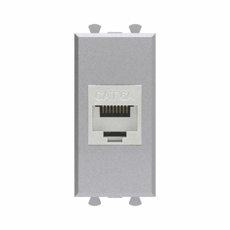 4404771 | Компьютерная розетка RJ-45 без шторки модульная, кат.6А экранированная, "Avanti", "Закаленная сталь", 1 модуль