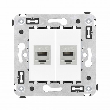 4400774 | Компьютерная розетка RJ-45 без шторки в стену, кат.6А двойная экранированная, "Avanti", "Белое облако"