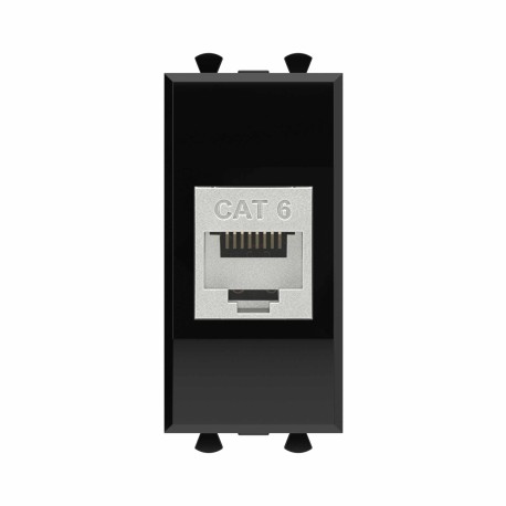 4402791 | Компьютерная розетка RJ-45 без шторки модульная, кат.6 экранированная, "Avanti", "Черный квадрат", 1 модуль