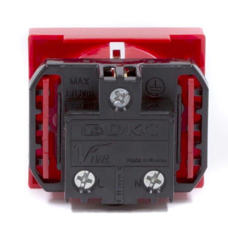 45015 | Розетка силовая 2Р+Е, со шторками, ''Viva'', 2 мод., красная-2