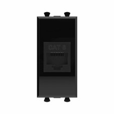 Компьютерная розетка RJ-45 без шторки модульная, кат.6, "Avanti", "Черный квадрат", 1 модуль