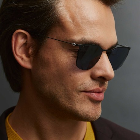 TCSDRS53010001 | Черные солнцезащитные очки из титана с темно-синими линзами. Модель 11-7