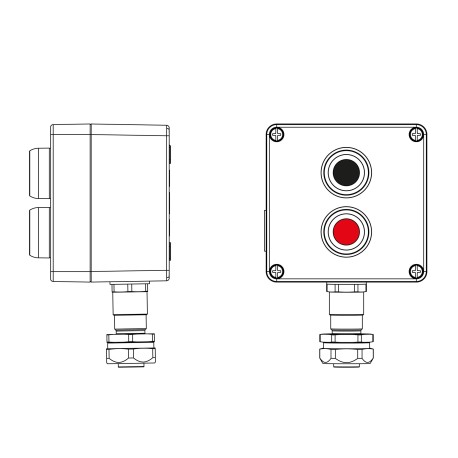 2201.121.22.120L | Взрывозащищенный пост управления из алюминия CPE-A-12-(1xP1B(11)-1xP1R(11))-1xKAEPM2MHK-20(C)1Ex d e IIC Т5 Gb / Ex tb IIIC T95°C Db IP66