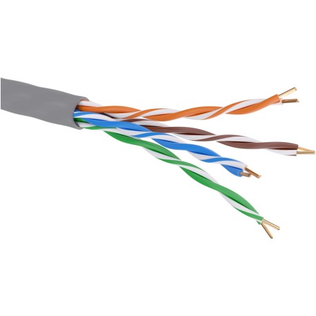 RN5EUUKPVGY | Кабель витая пара кат. 5E неэкранированный U/UTP, 4 пары, для одиночной прокладки, ПВХ, цвет внешней оболочки серый, коробка 305 м