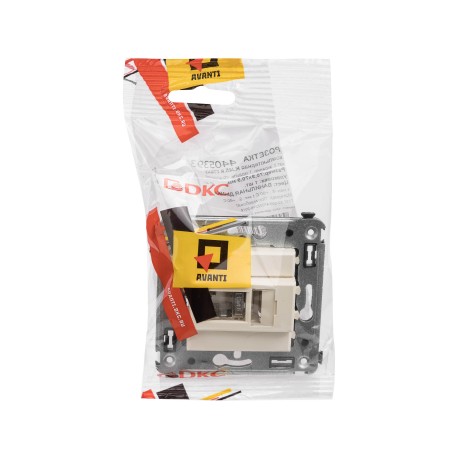 4405393 | Компьютерная розетка RJ-45 в стену, кат.6 одинарная экранированная, Avanti,Ванильная дымка-4