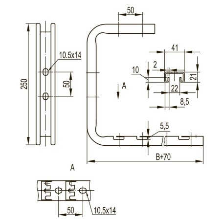 FBA3010 | Консоль для проволочного лотка FBA-30 легкая потолочная, осн.100, толщ.2.0мм-1