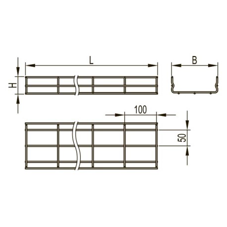 FC5010L2 | Лоток проволочный 100х50, L=2000, ⌀4мм-1