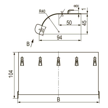 FC37030 | Ограничитель радиуса изгиба кабеля, металл, осн.300мм-1