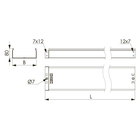 35052 | Лоток неперфорированный 100х80, L=2000, 0.7мм-1