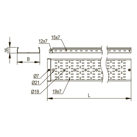 SPS33510 | Лоток перфорированный 100х35, L=3000, 0.7мм-1