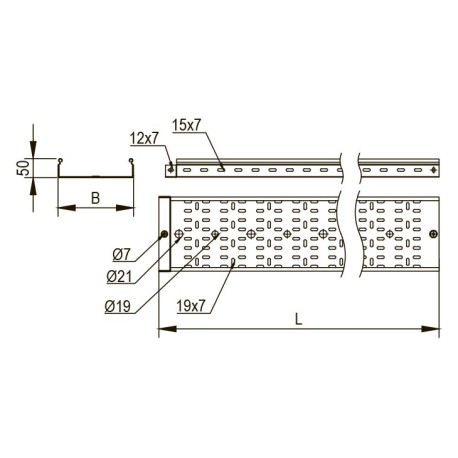 3526215ZL | Лоток перфорированный 100х50, L=3000, 1.5мм, цинк-ламельное-1