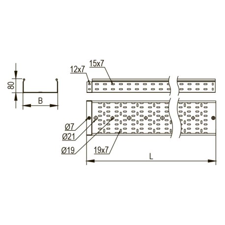 3533112HDZ | Лоток перфорированный 100х100, L=2000, 1.2мм, горячеоцинкованное-1