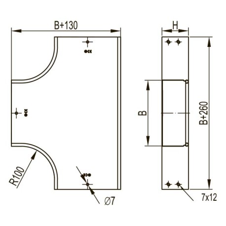 36161KZL | Ответвитель горизонтальный DPT Т-образный 100х100, 0.8мм, цинк-ламельное-1