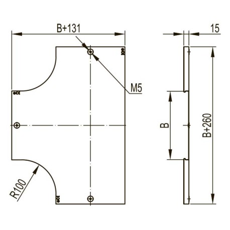 38046 | Крышка на ответвитель горизонтальный DPT Т-образный, осн.400, 0.8мм-1
